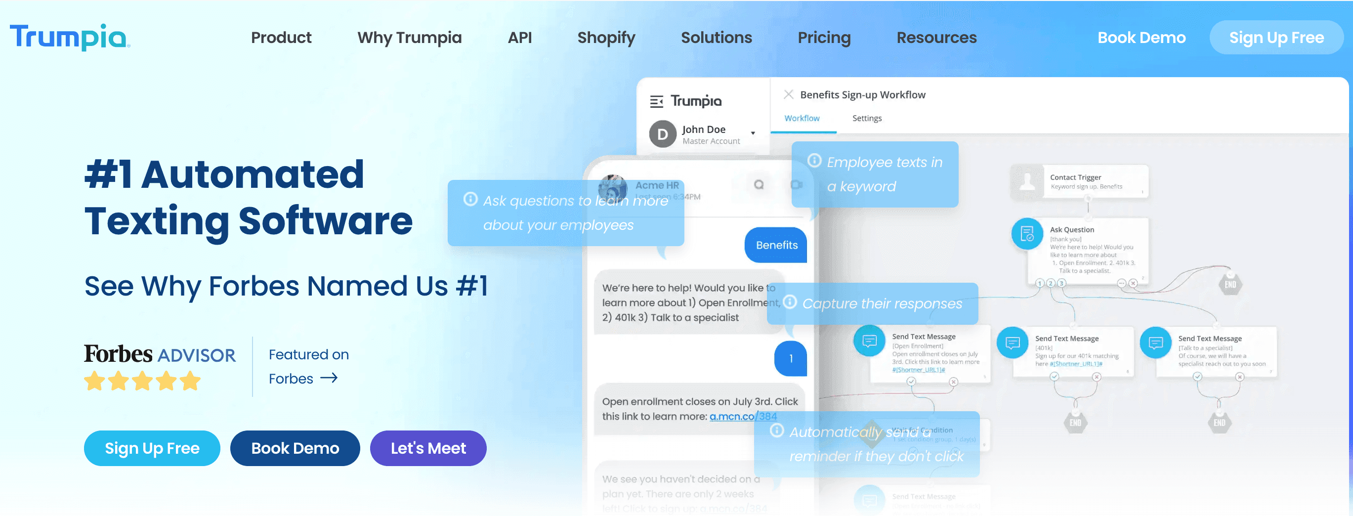 Screenshot of Trumpia home page