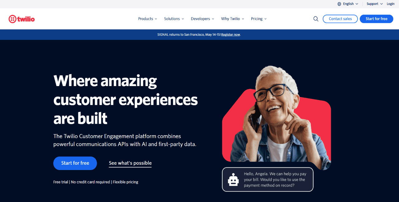 Twilio home page