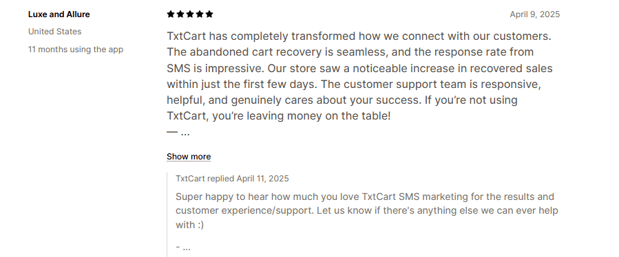 TxtCart's review