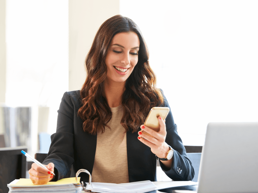 Business woman texting