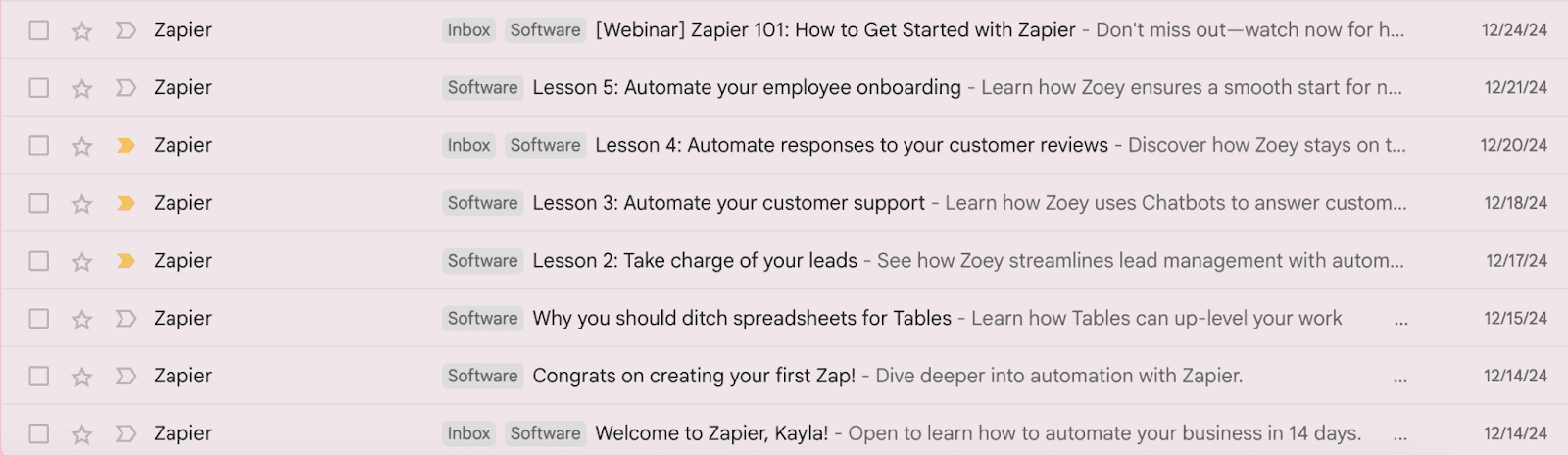 Zapier welcome email series