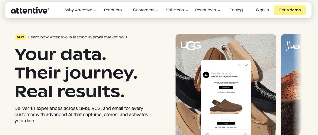 Attentive's home page