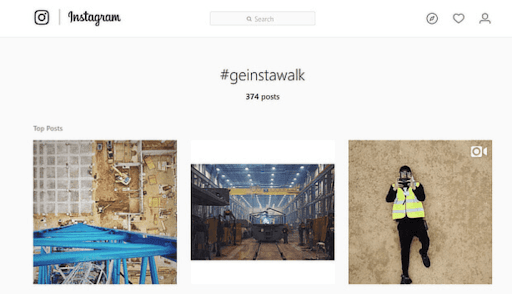 instagram page for #geinstawalk