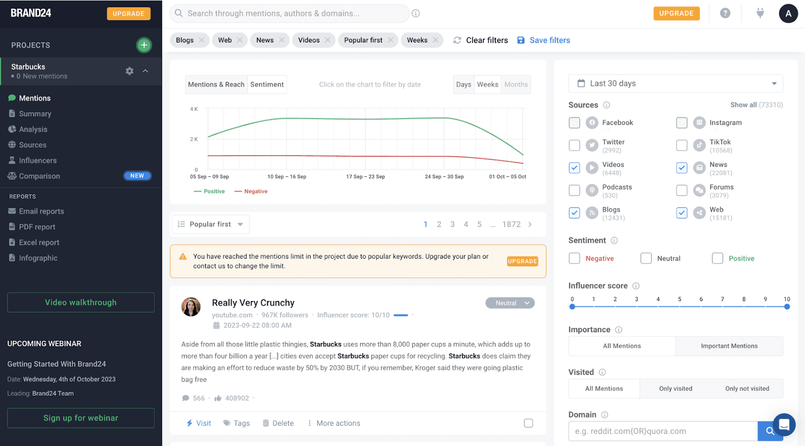 Monitoring brand reputation online with Brand24