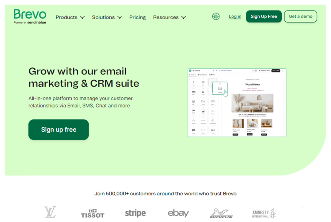 Screenshot of Brevo website home page