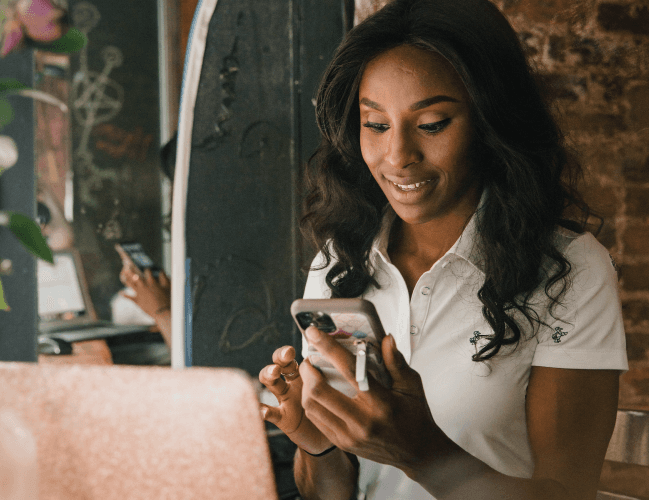 Business woman texting