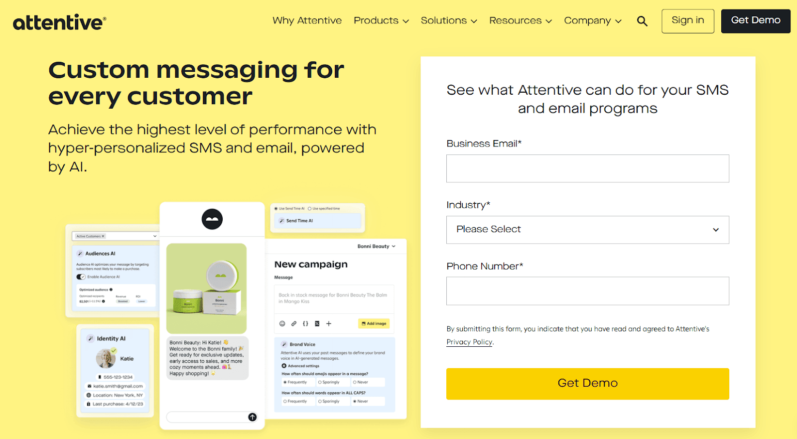 Attentive home page
