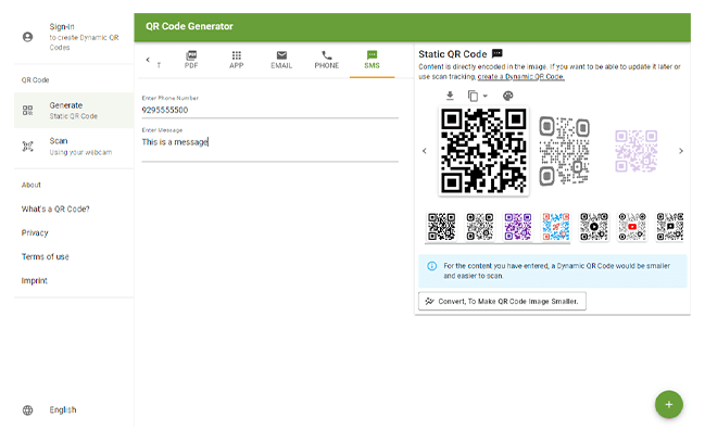 Screenshot of QR Code generator step3