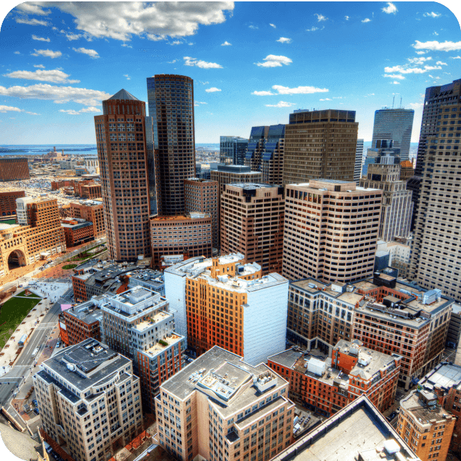 Aerial view of downtown Boston