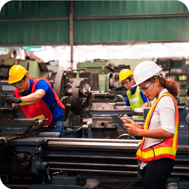 Employees working in a manufacturing facility