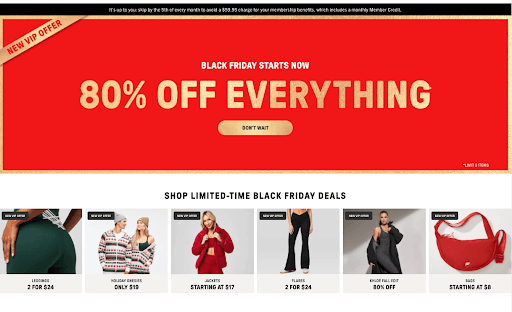 Screenshot of Black Friday sale banner on retail website