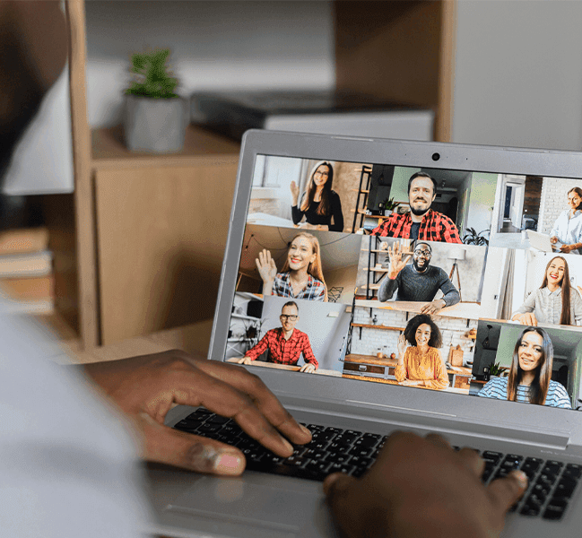 Person watching a webinar on a computer