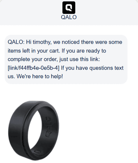 Promotional SMS example from Qalo