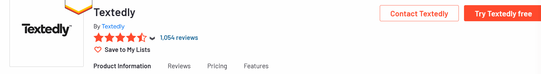 Screenshot of Textedly G2 profile