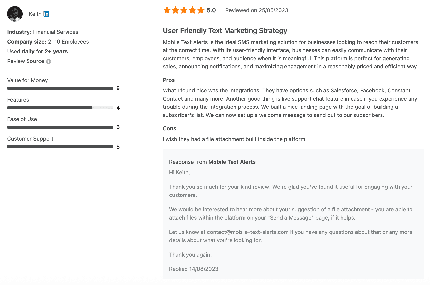 Review on Mobile Text Alerts from SoftwareAdvice