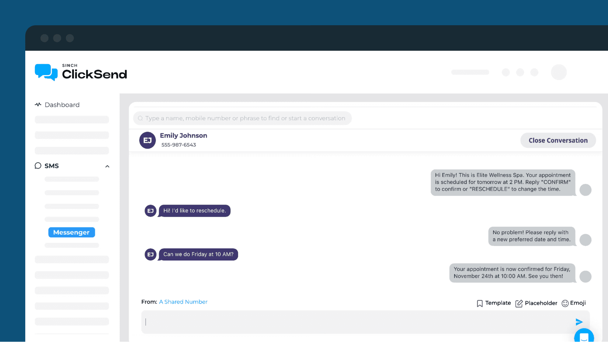 ClickSend's user interface
