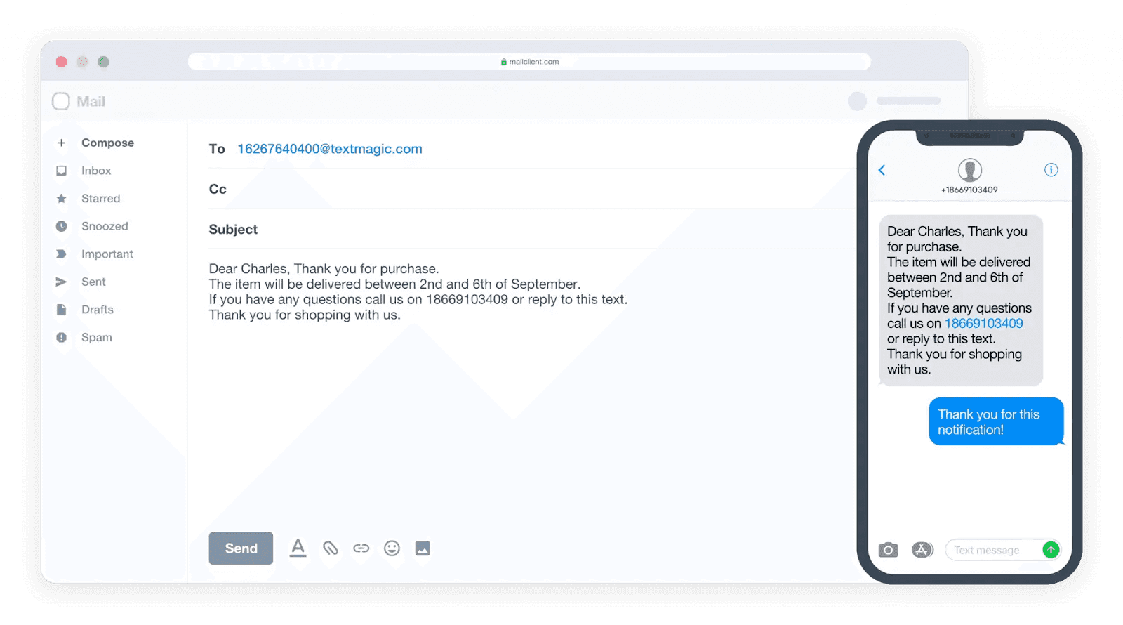 Textmagic's user interface