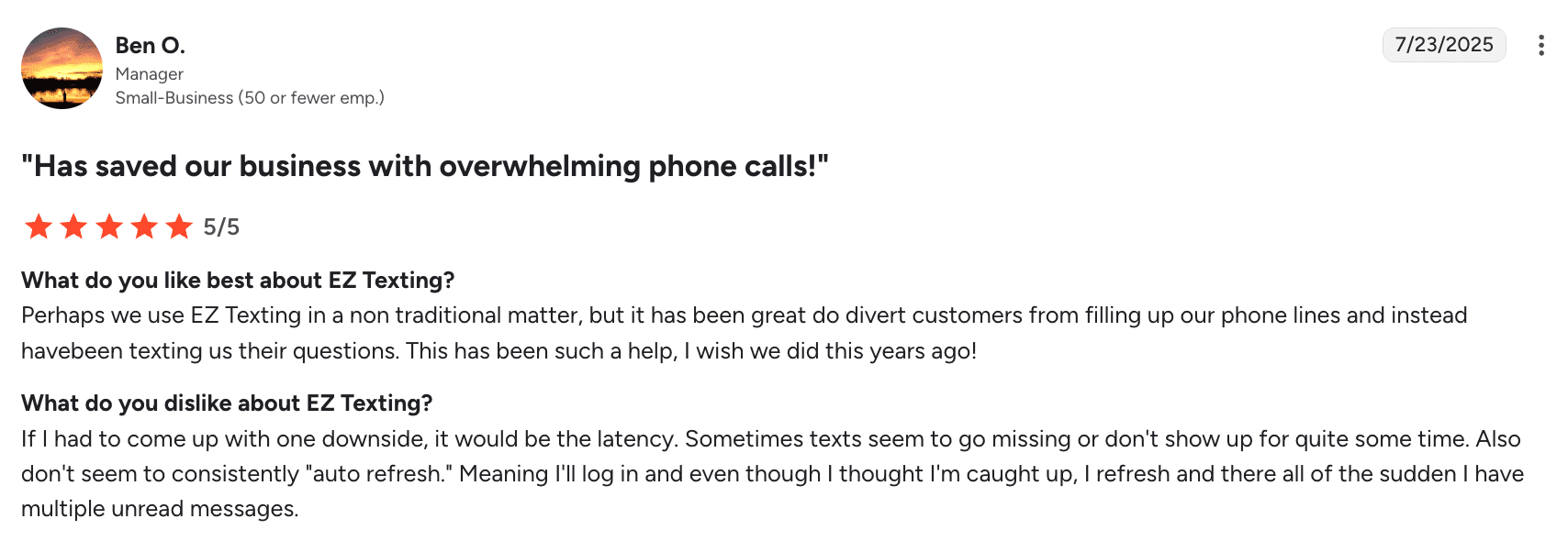 Review on EZ Texting from G2