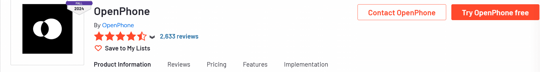 Screenshot of OpenPhone G2 profile