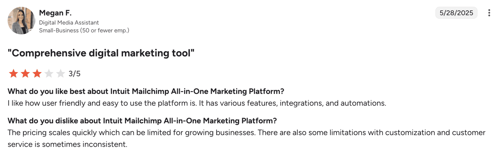 Review on Mailchimp from G2