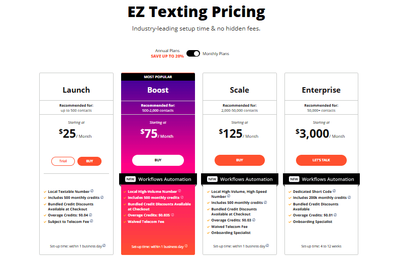 EZ Texting pricing