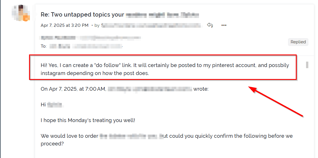 Email example of an unpaid partnership relationship