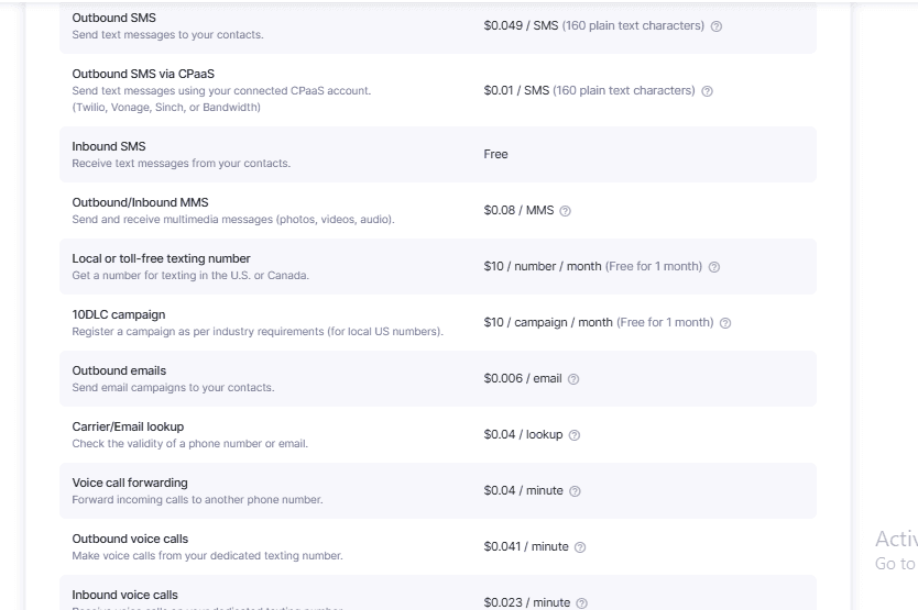 Textmagic's features and pricing
