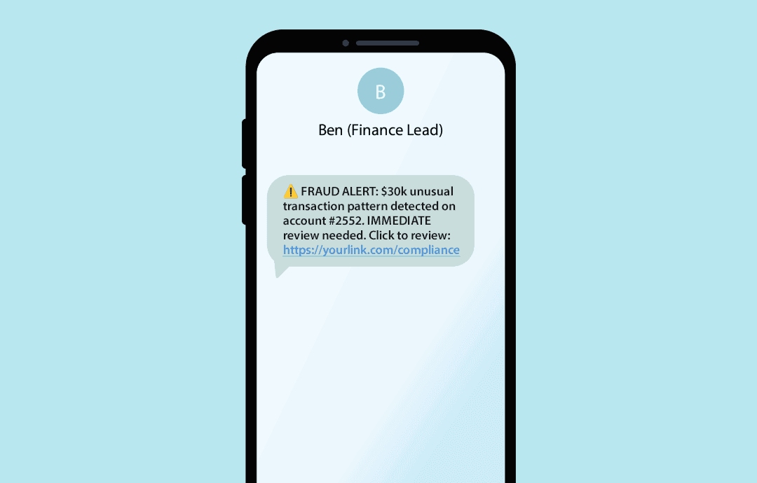 Example of SMS fraud alert notice