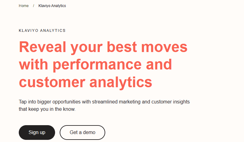 Screenshot of Klaviyo analytics page