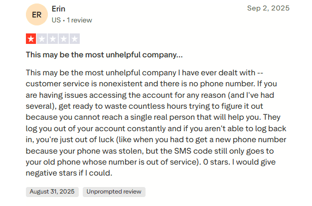 MailChimp's TrustPilot review