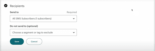 Mailchimp SMS recipients dropdown