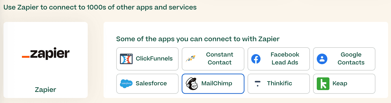 Mailchimp in Zapier Appstore