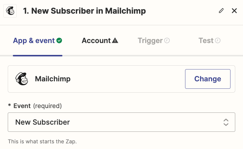 Zap trigger of a new subscriber in Mailchimp