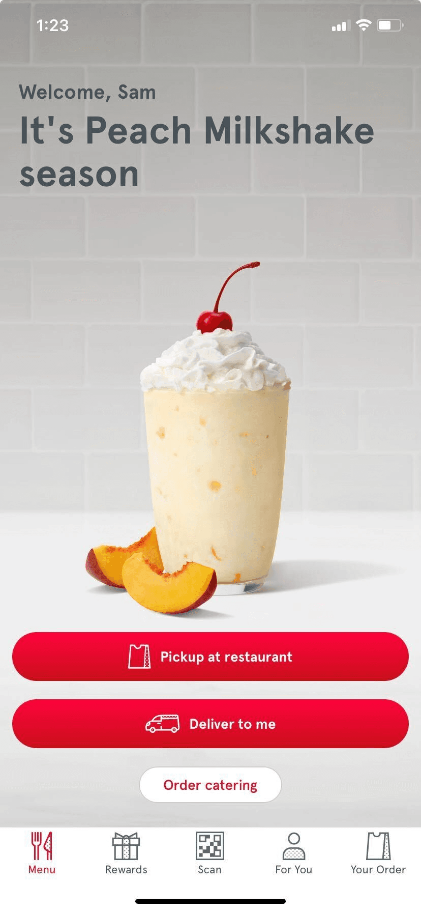 In-app ad for chick fil a