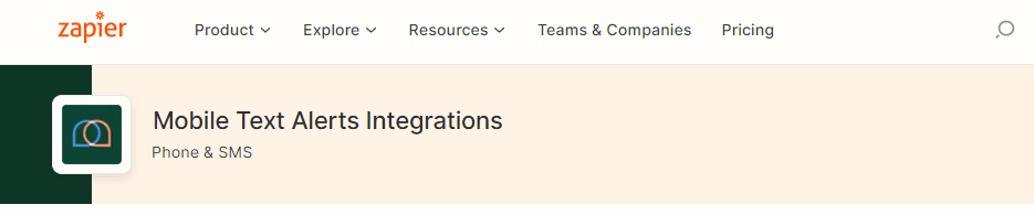 Mobile Text Alerts' Zapier integration