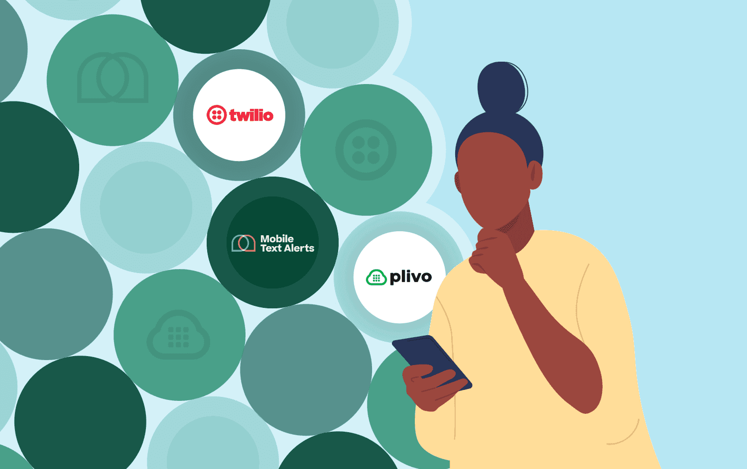 Woman deciding between Twilio, Plivo, and Mobile Text Alerts