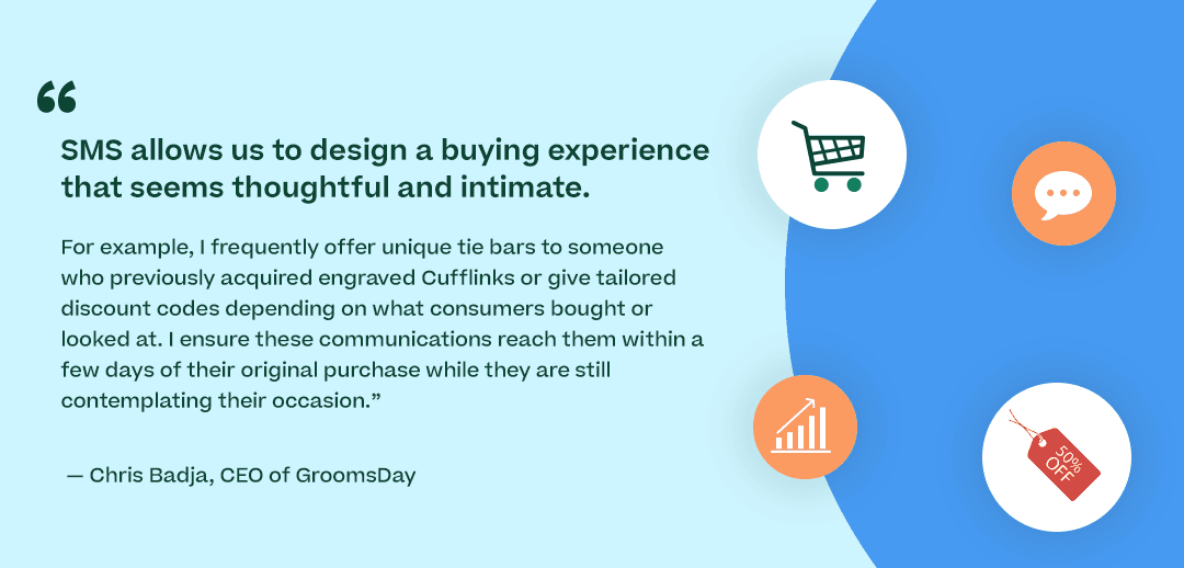 attractive graphic showcasing the quote above, crediting the quote to Chris Badja, CEO of GroomsDay