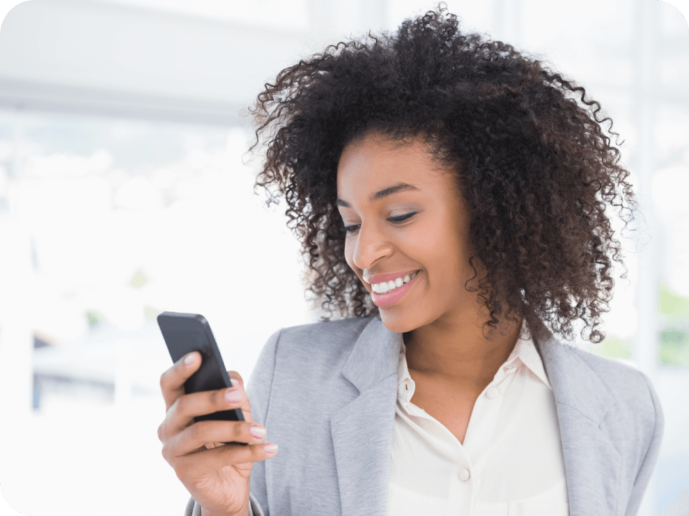 Woman sending a short message text