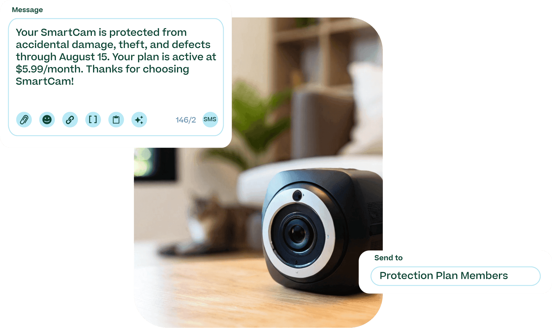 Customer Support agent sending out an update to a group of customers about their device's protection plan.