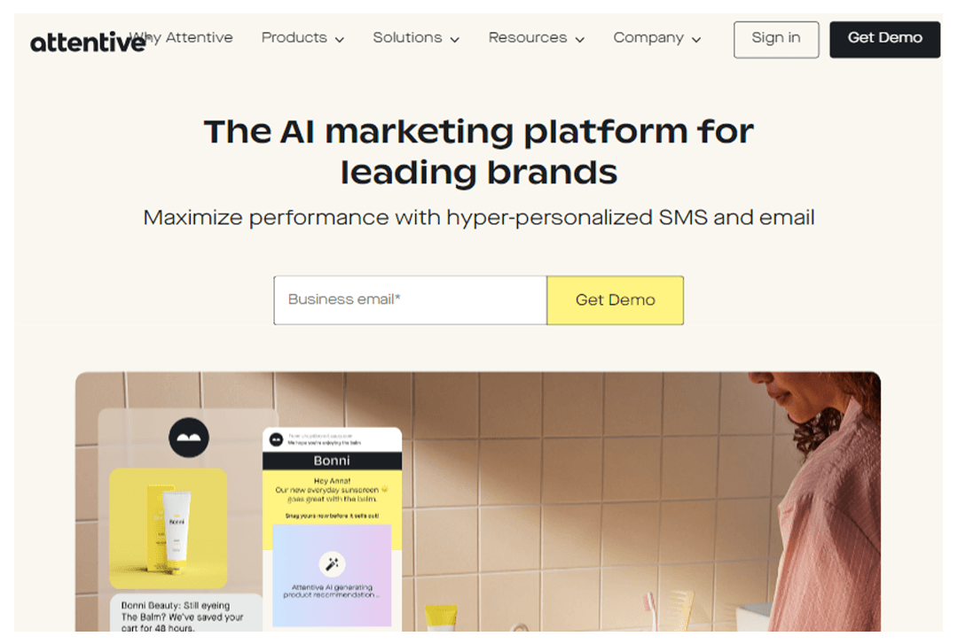 Attentive home page