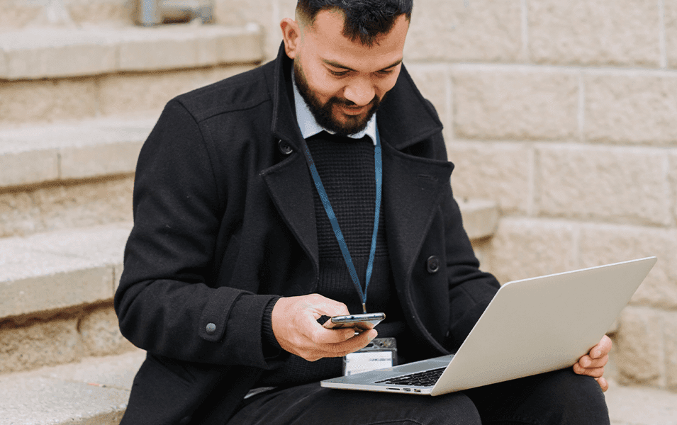 Businessman texting