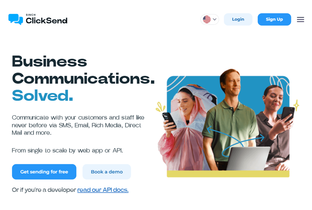 ClickSend home page