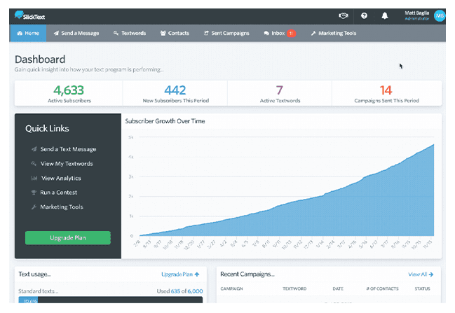 Slicktext dashboard