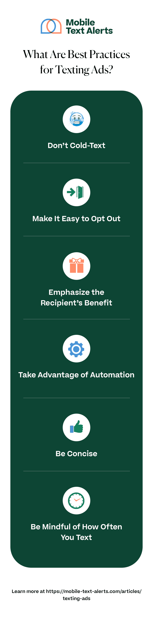 What are best practices for texting ads infographic