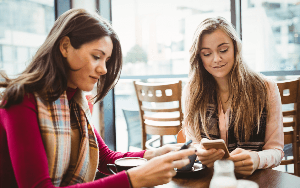 Group of women texting