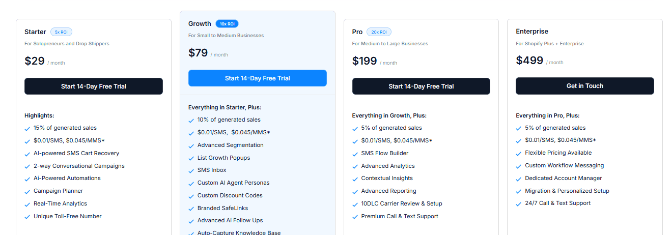 TxtCart's pricing