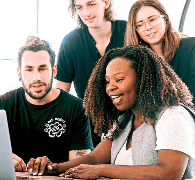Happy people working