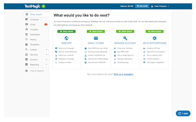TextMagic Dashboard