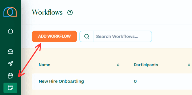Screenshot of "Add Workflow" button in Mobile Text Alerts dashboard