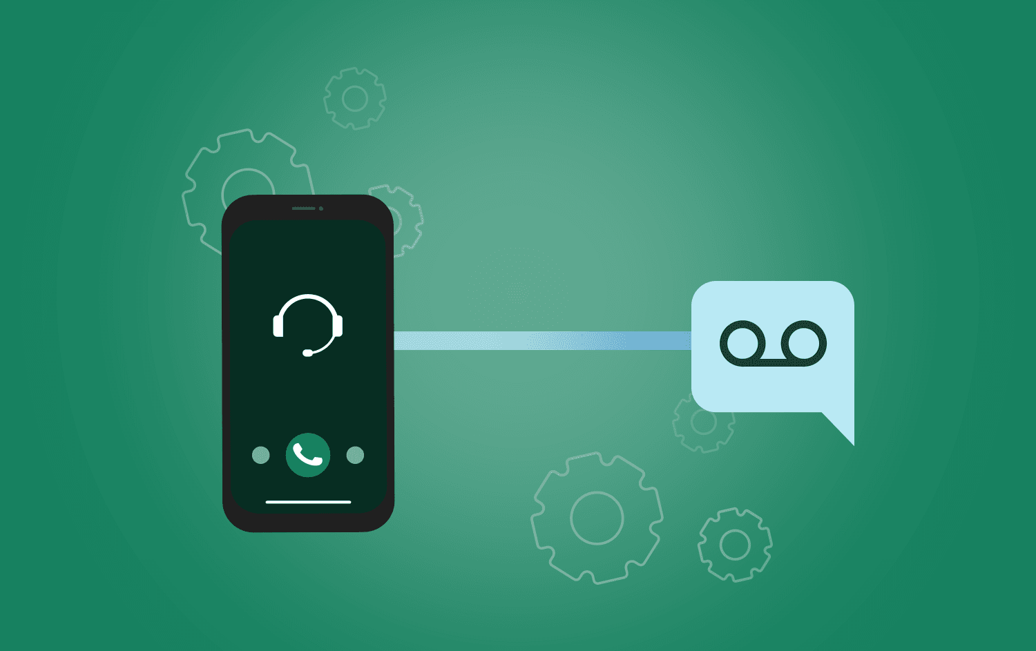 Cartoon representation of an automated call and an answering machine